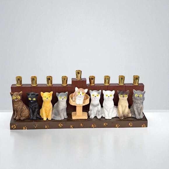 Judaica Cat Menorah 10